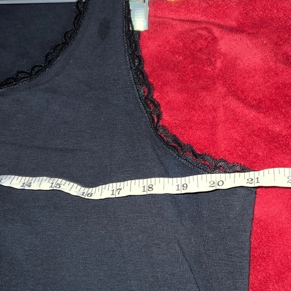 Y2K black Cotton  Tank Top Lace Trim Sz XL - Picture 5 of 8